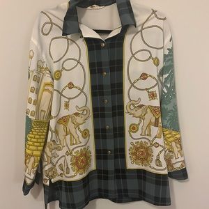 Vintage Taj Mahal print elephant blouse size US 10